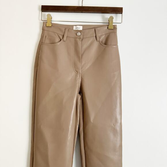 ARITZIA Wilfred Melina Vegan Leather Pants Taupe Brown 0 - Picture 5 of 11